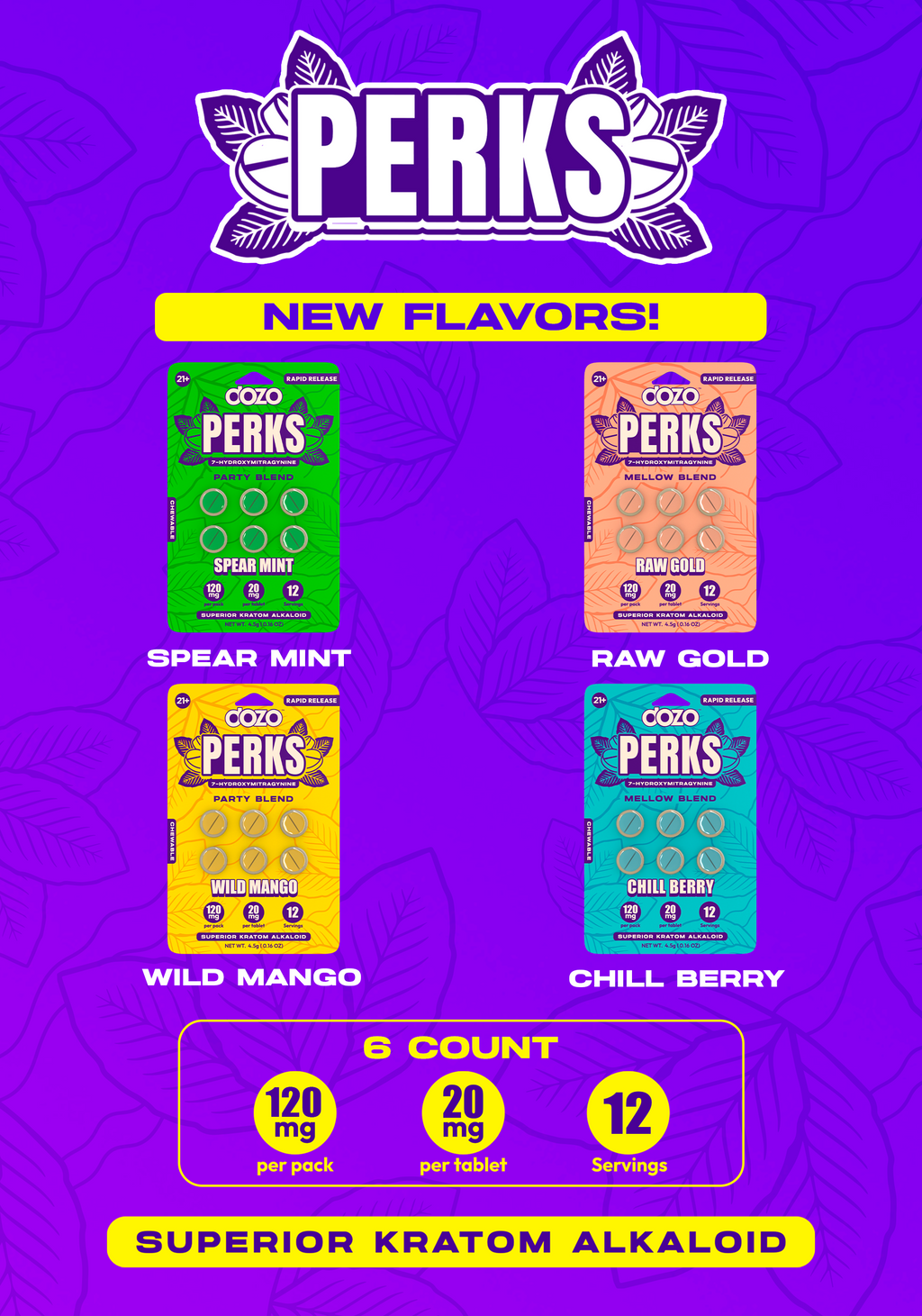DOZO PERKS + 6 ct + 7-HYDROXYMITRAGYNINE