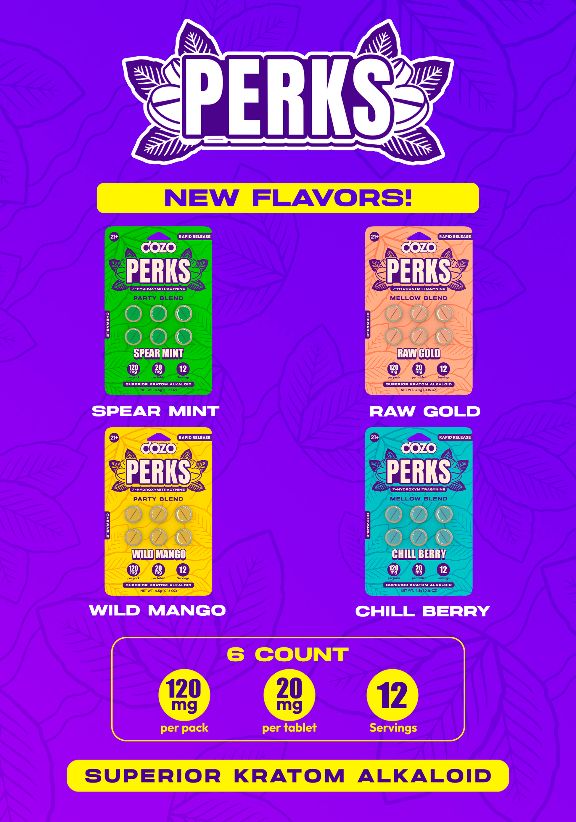 DOZO PERKS + 6 ct + 7-HYDROXYMITRAGYNINE