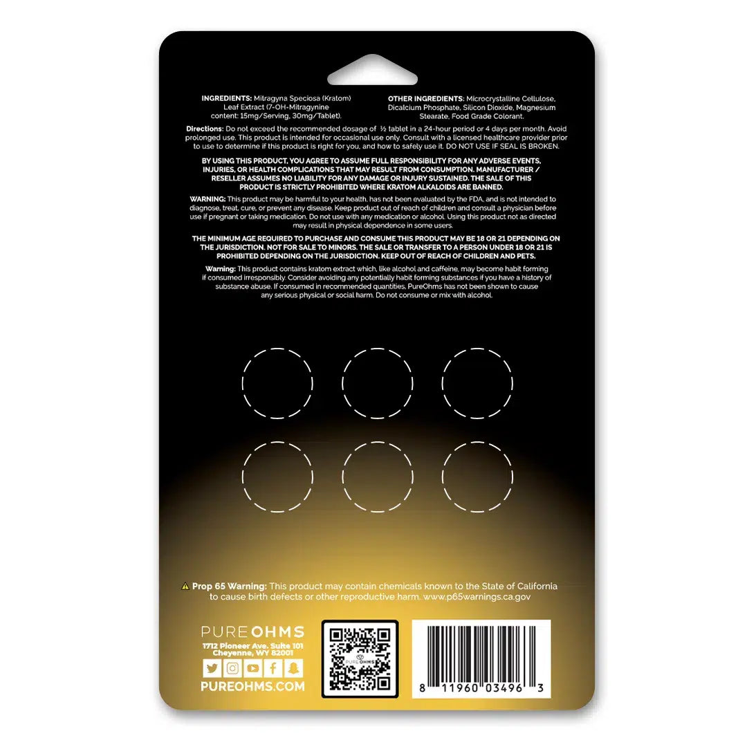 Pure Ohms Black 7-Hydroxy Tabs 180mg (6 Count)